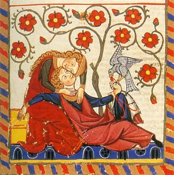 A középkori német lírát bemutató Manasse-kódex (Nagy Heidelbergi Daloskönyv) illusztrációja • Kép forrása: wga.com