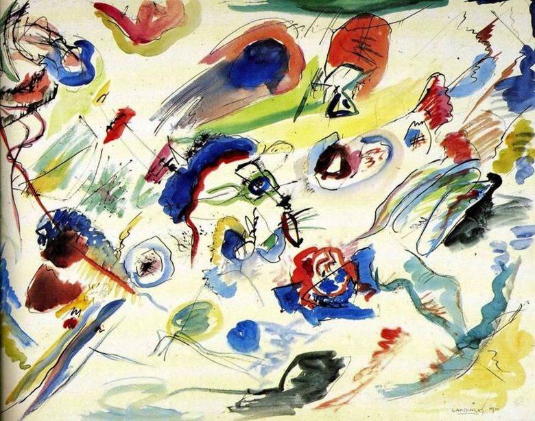 Vaszilij Kandinszkij a színt hangszernek tekintette, amelyen a művész keze játszik • Az első absztrakt akvarell, 1910 • Kép forrása: hu.painting-planet.com
