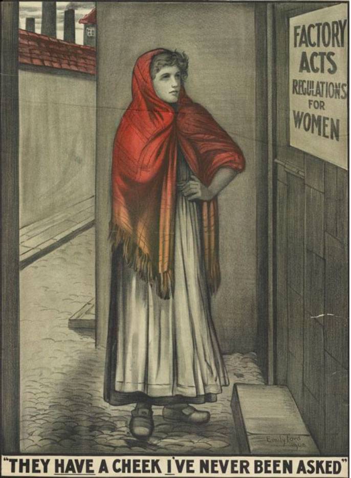 A nők figyelmét a sorsukra vonatkozó törvények megszavazásának jogára felhívó plakát (1910-es évek) • Kép forrása: designweek.co.uk